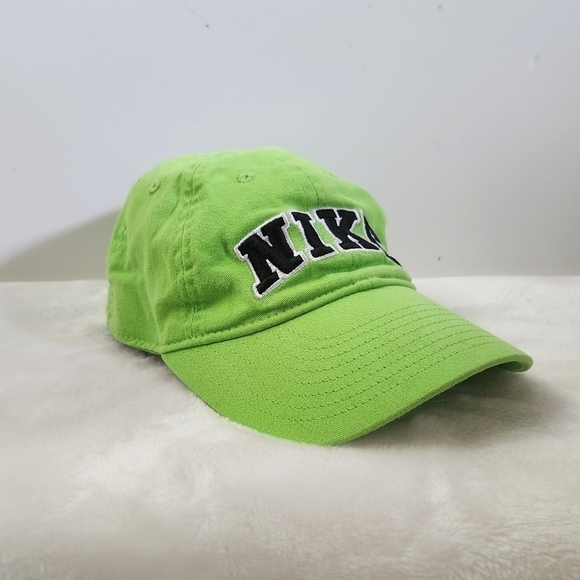 Nike Lime Green Black White Swoosh Just Do It Baseball Hat Cap Unisex Size 4-7 - Picture 2 of 11